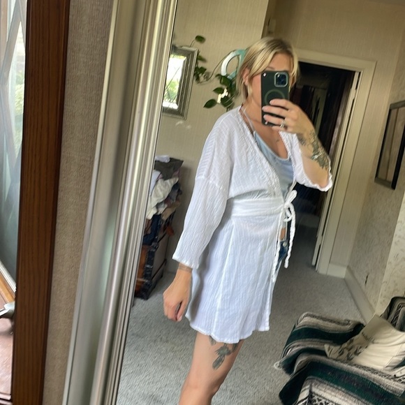 Elan Elegant White Lace Trim Swim Cover - Picture 6 of 12